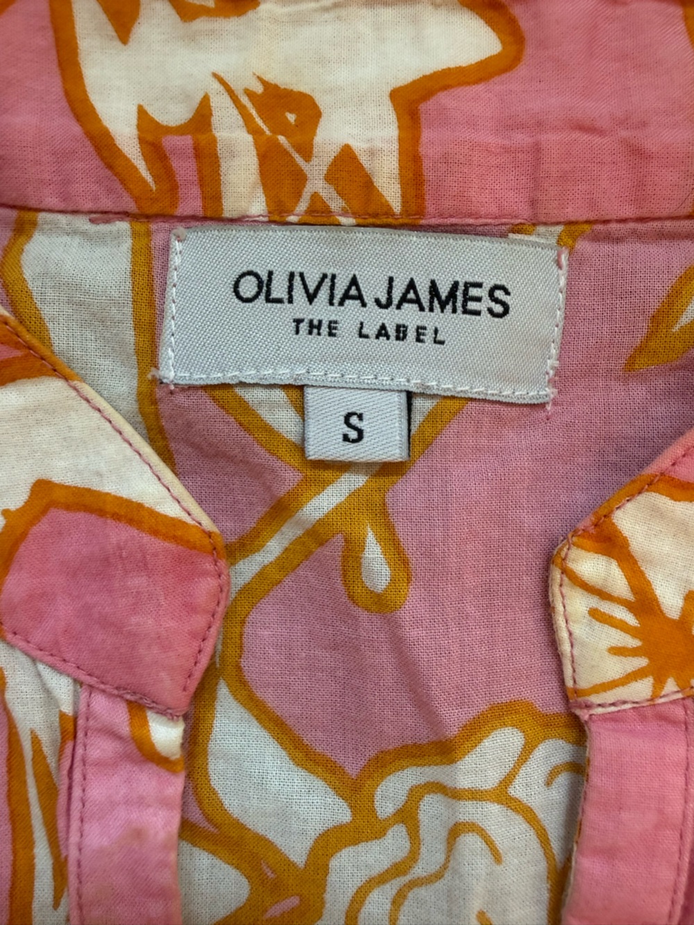 Olivia James The Label Louisa Cover Up Kaftan Pink Orange Floral Small - Picture 8 of 14